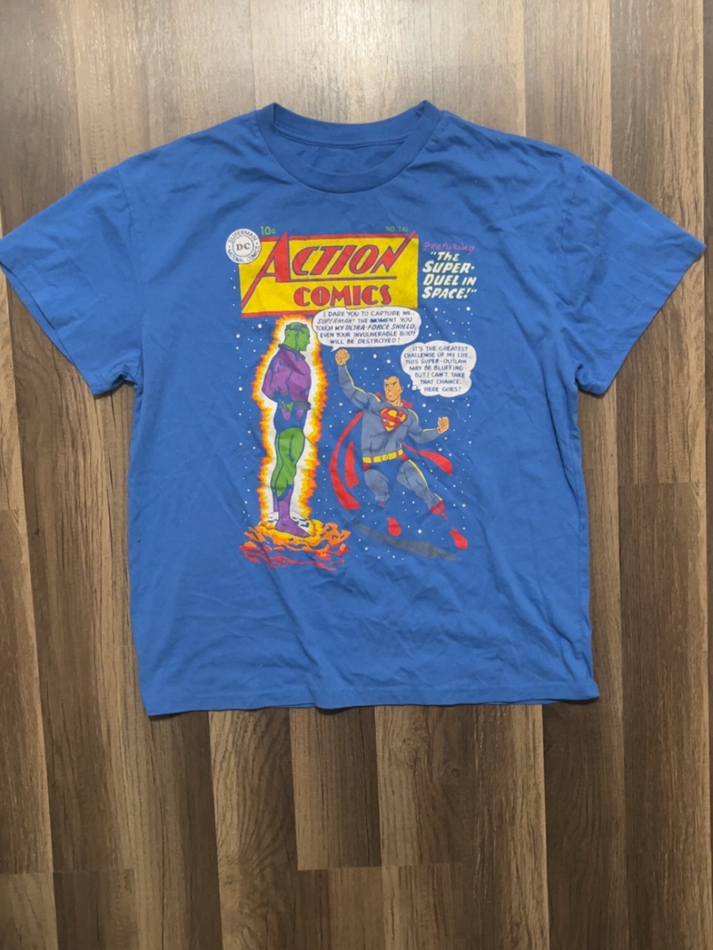 Vintage Style SUPERMAN Action Comics Men’s Blue Large Shirt
